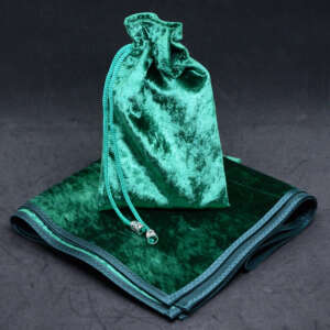 Cloth and Pouch for Runes and Tarot Emerald