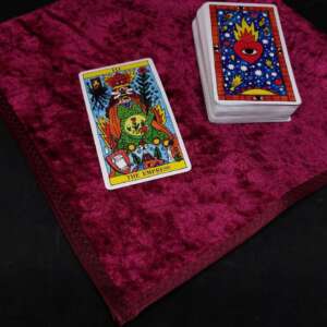 Altar cloth for Runes and Tarot Ruby