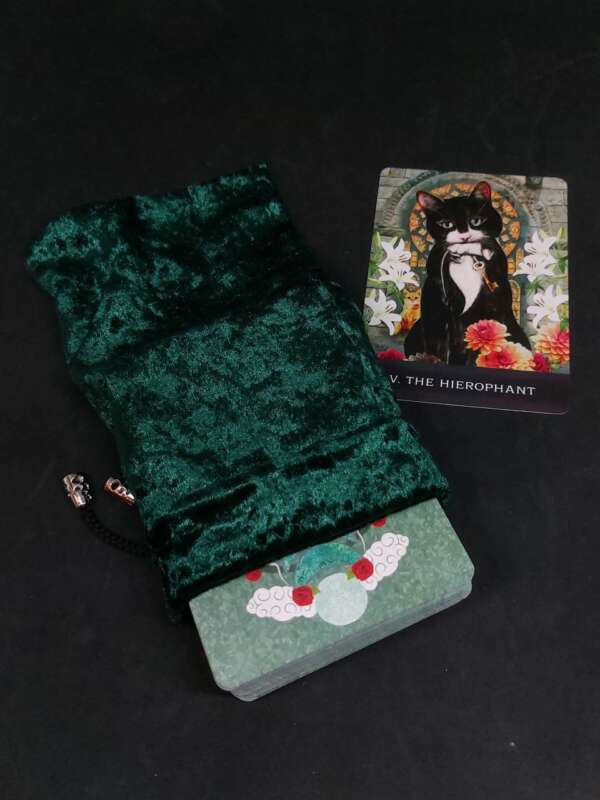 The pouch for Runes and Tarot Malachite Marble